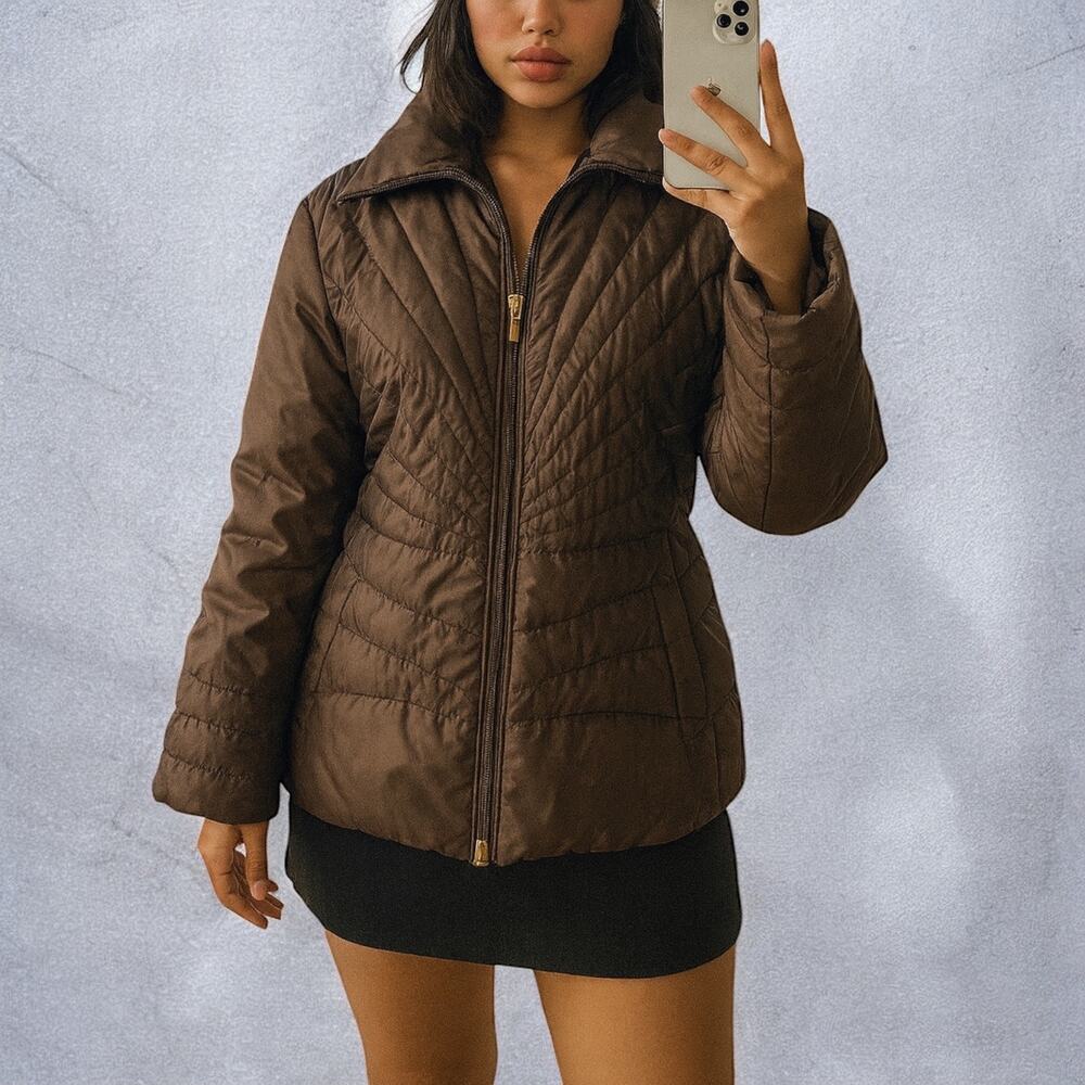 Vintage Y2K Moncler Metallic Brown Quilted Down Puffer Jacket Size 5 (XXL)